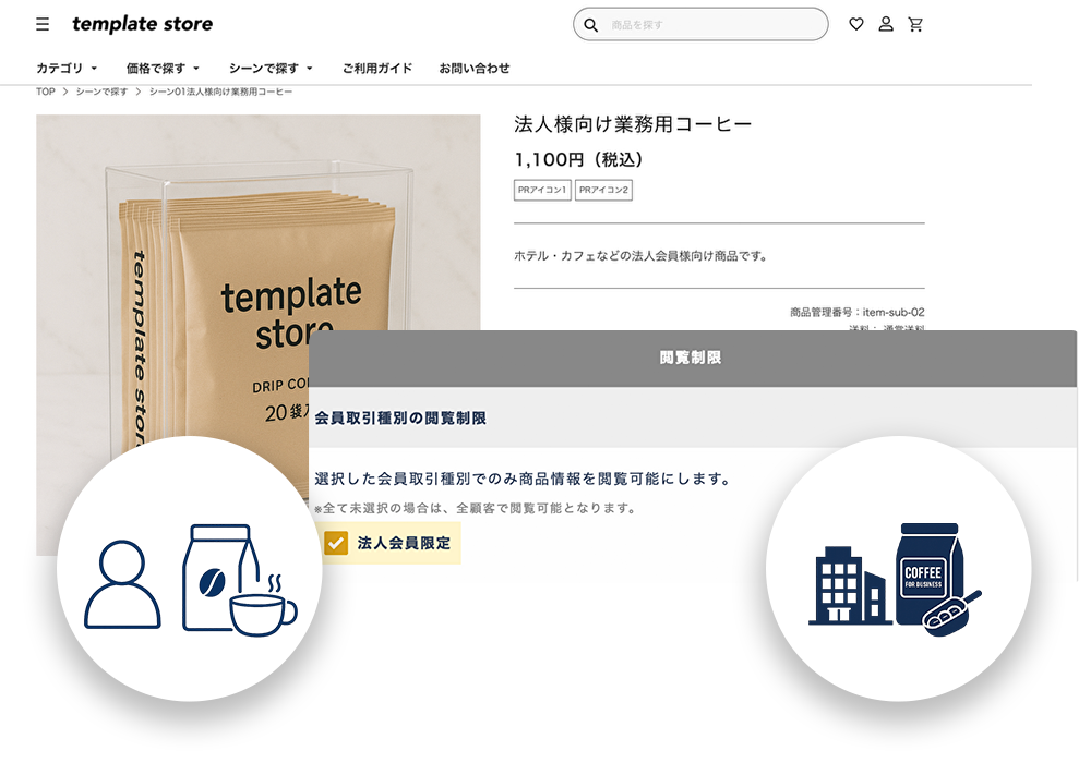 会員属性別商品公開機能