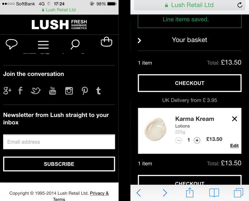 lushメニュー
